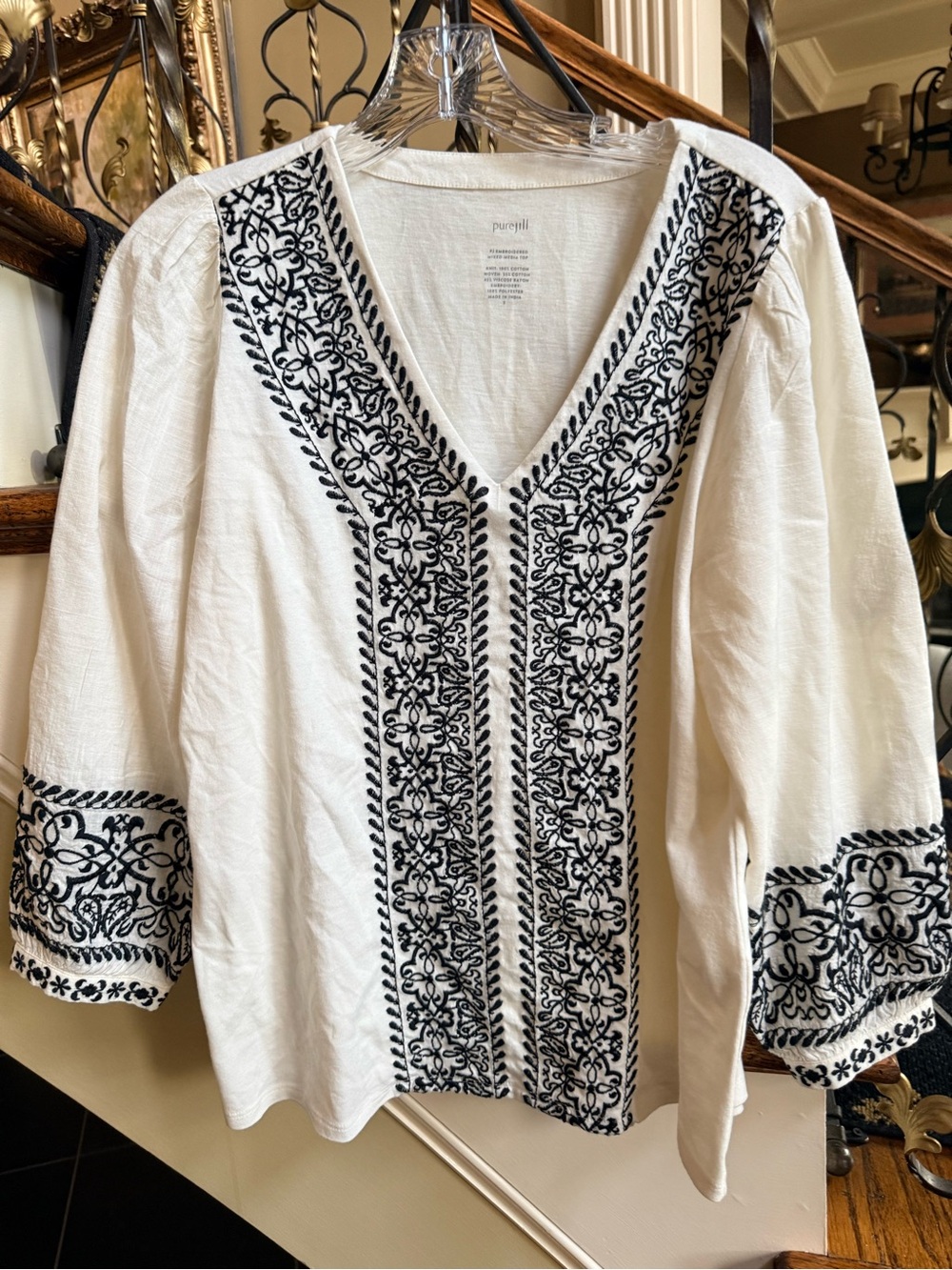 Jjill PJ Embroidered Long sleeve top. Mix Media S EUC Button sleeve. Beautiful